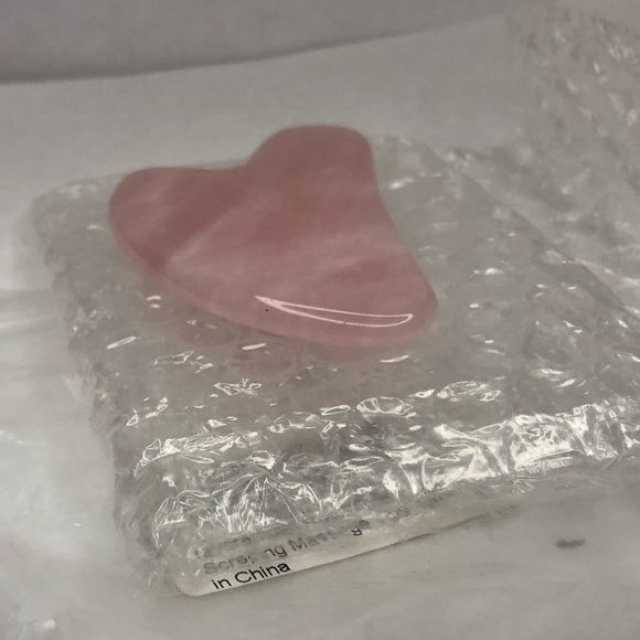 Natural Rose Quartz Crystal Jade Gua Sha Scraping Facial Massage Tool - Picture 2 of 3